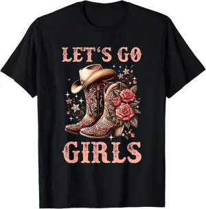 Country Girls Rodeo Woman Cowboy Hat Kids Lets Go Girls T-Shirt