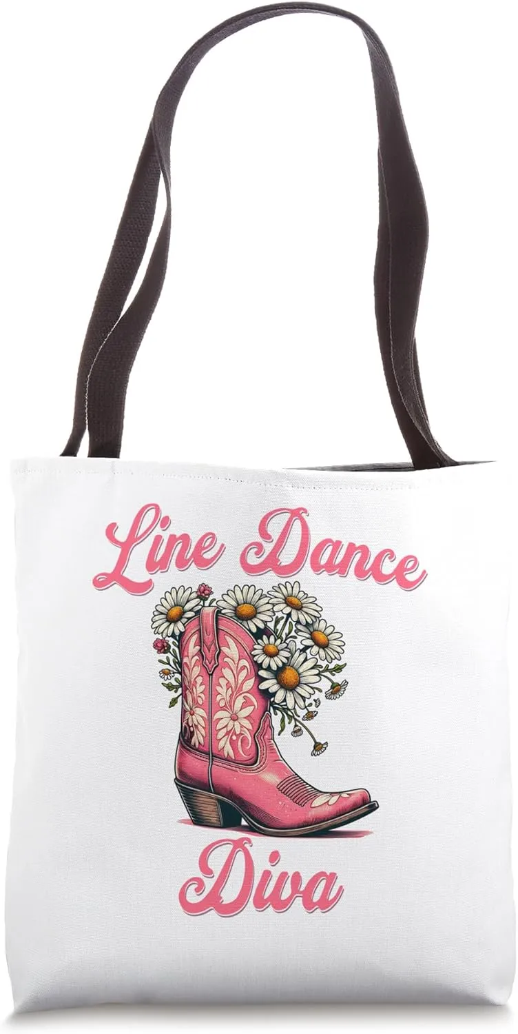 Country Western Cowboy Boots Line Dancing Line Dance Diva Tote Bag