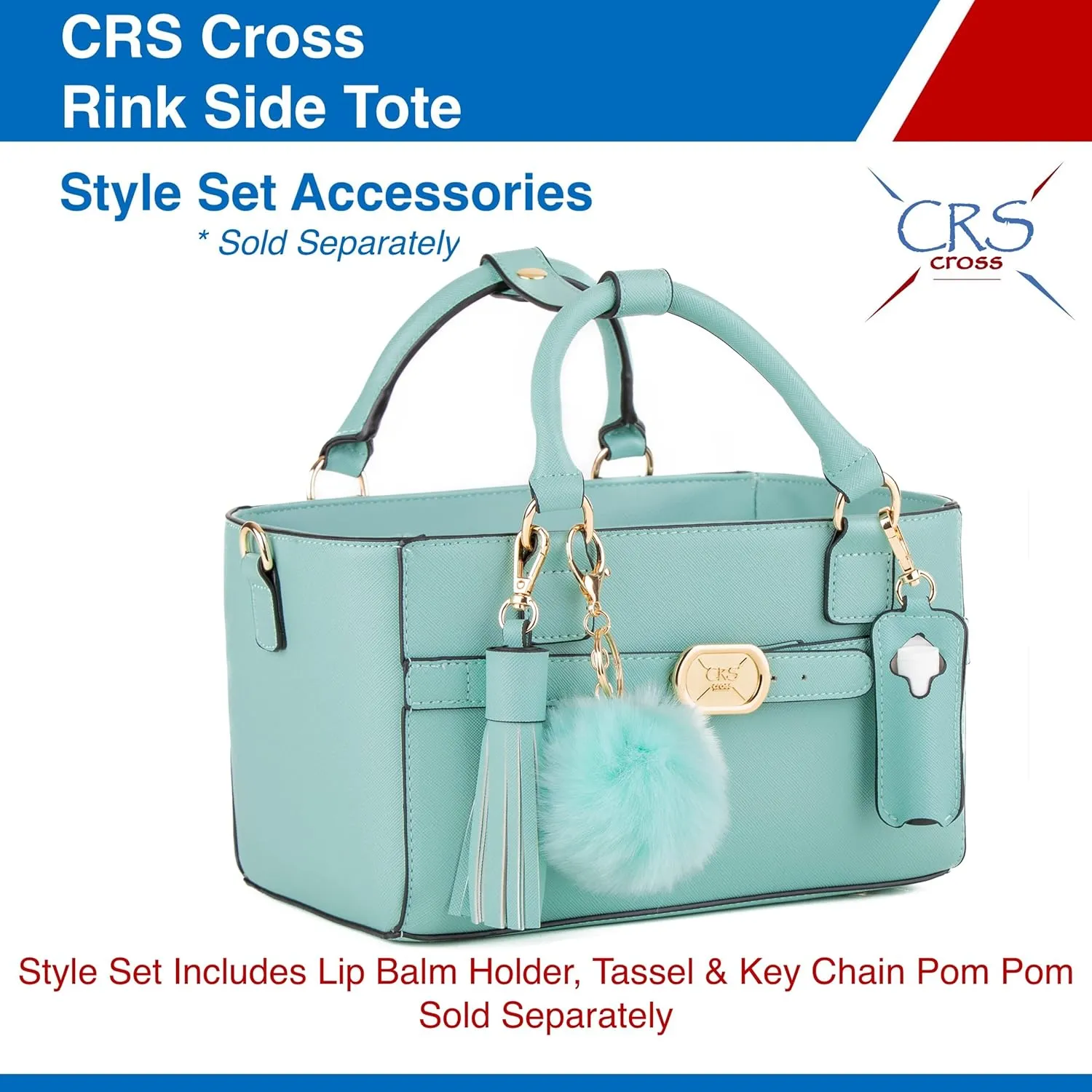 CRS Cross Rink Side Tote. Ice Skating Accessory Bag for Figure Skating, Roller and Inline Skaters, Ballet, Dance and Cheer. Organizes Guards, Water Bottle, Tissues, Phone.
