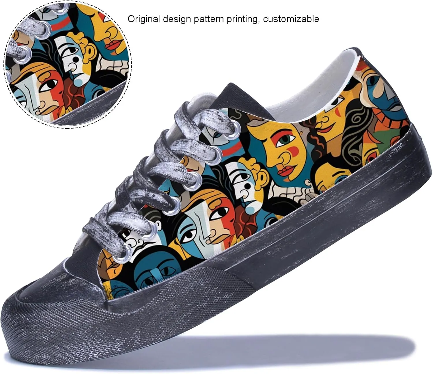 Custom Men's Canvas Low Top Fashion Sneaker Customized Personalized Cosplay Design with Photo Lace-up Classic Casual Shoes for Women Gift