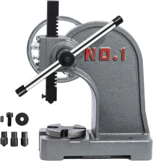 CXRCY Arbor Press 1 Ton with Hand Wheel, Cast Iron Heavy duty Manual Arbor Press 1 Ton, 5.5" Maximum Height, Desktop Arbor Press, Metal Punch Press Machine for Stamping Bending Forming Stretching