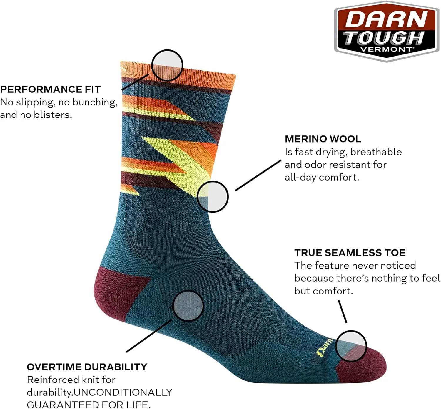 Darn Tough Men's Bolt Micro Crew Ultra-Lightweight with Cushion Running Sock (Style 1056) -