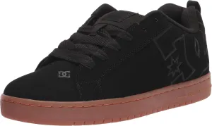 DC Men's Court Graffik Casual Low Top Skate Shoe Sneaker, Black/Gum/Black, 13