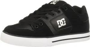 DC Men's Pure Low Top Lace Up Casual Skate Shoe Sneaker, Black/Black/White, 6