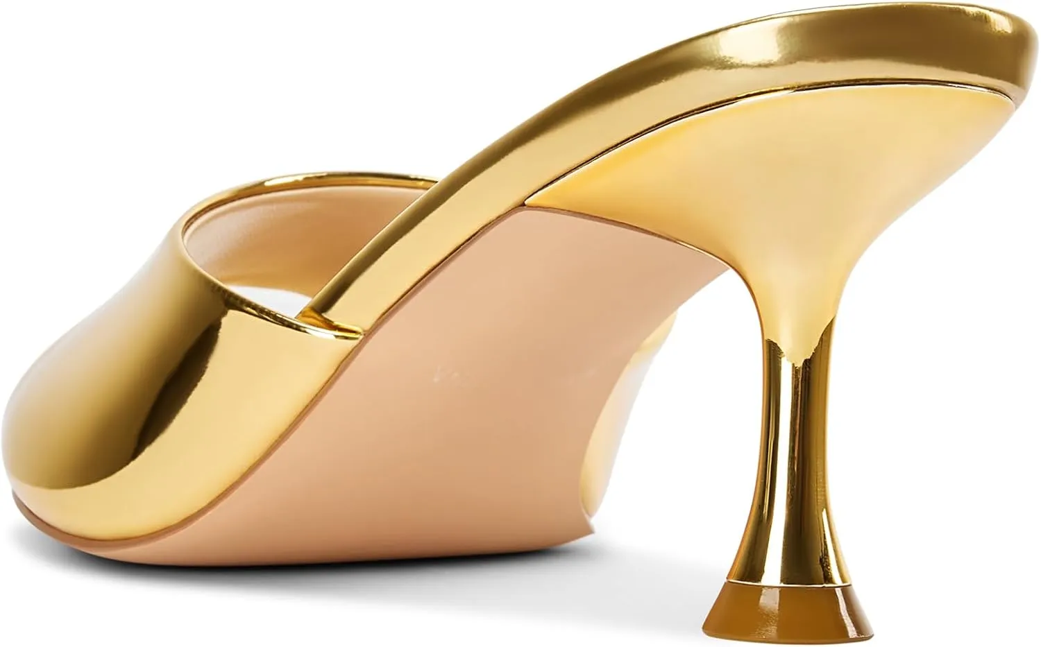 DearOnly Womens Open Toe Low Kitten Heel Sandals Slip-on Stiletto Mules Patent Leather Prom Dress Shoes 2.6 Inches Heels