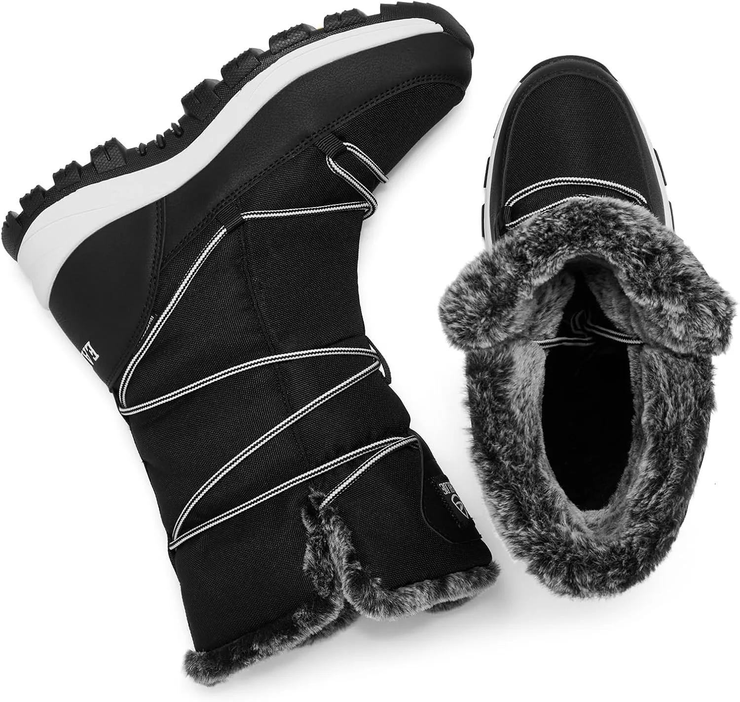EARLDE Women’s Snow Boot With Waterproof Lace Up Mid-Calf Outdoor Winter Deep Tread Rubber Sole