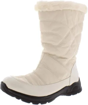 Easy Street Womens Cuddle Quilted Faux Fur Winter Boots Ivory 7.5 Medium (B,M)