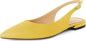 Eldof Women Low Heels Pointed Closed Toe Slingback Flats Ankle Straps Pumps Classic Dressy Elegant Shoes 1 Inch