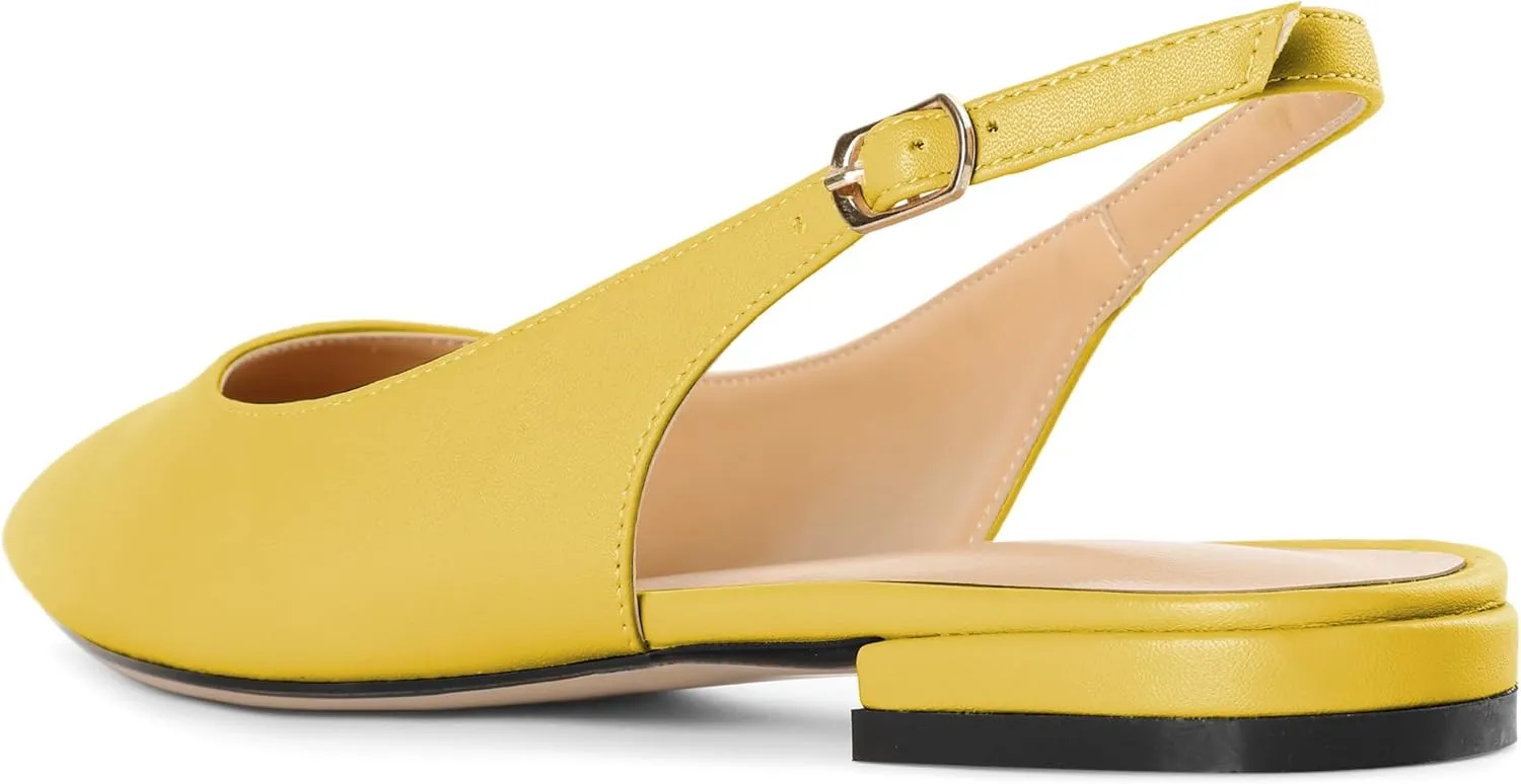 Eldof Women Low Heels Pointed Closed Toe Slingback Flats Ankle Straps Pumps Classic Dressy Elegant Shoes 1 Inch