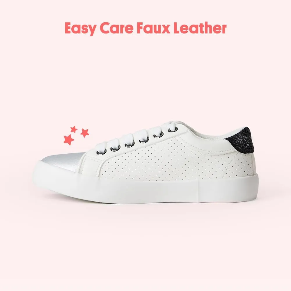 FabKids Kids Sneakers Boys Girls White Shoes Low Top Lace Up Footwear for Toddler Little Kid Big Kid