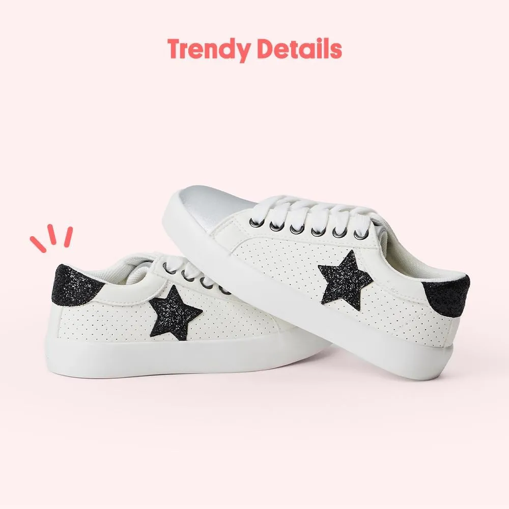 FabKids Kids Sneakers Boys Girls White Shoes Low Top Lace Up Footwear for Toddler Little Kid Big Kid