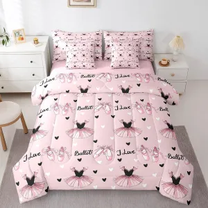 Feelyou Ballet Dance Full Size - 7 Pieces Bed in a Bag Set Black Ballet Dress Bed in Set Boys Girls Dancing Ballerinas Bedding Sets with Comforter, Flat Sheet, Fitted Sheet, Pillowcases, Pillow Covers