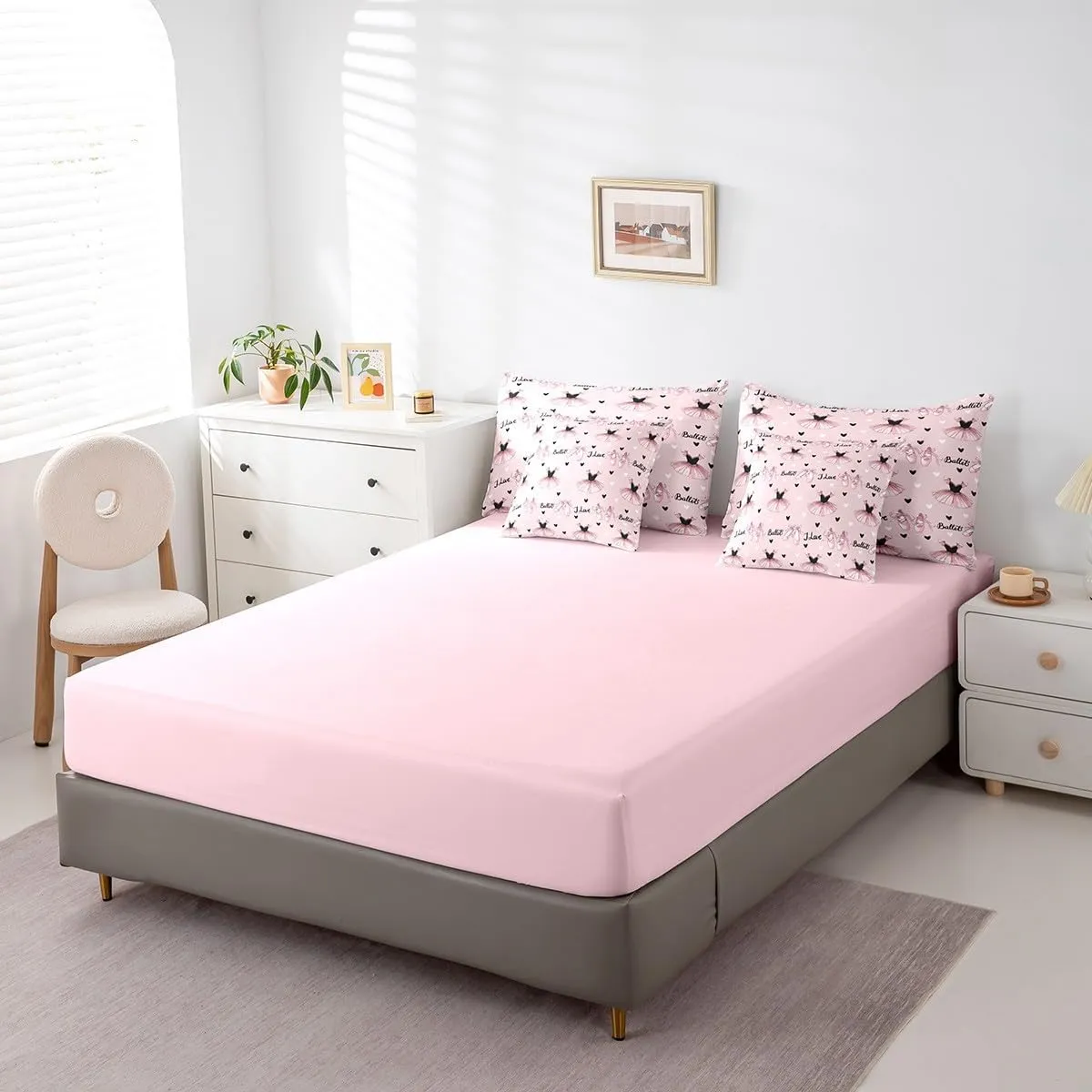 Feelyou Ballet Dance Full Size - 7 Pieces Bed in a Bag Set Black Ballet Dress Bed in Set Boys Girls Dancing Ballerinas Bedding Sets with Comforter, Flat Sheet, Fitted Sheet, Pillowcases, Pillow Covers