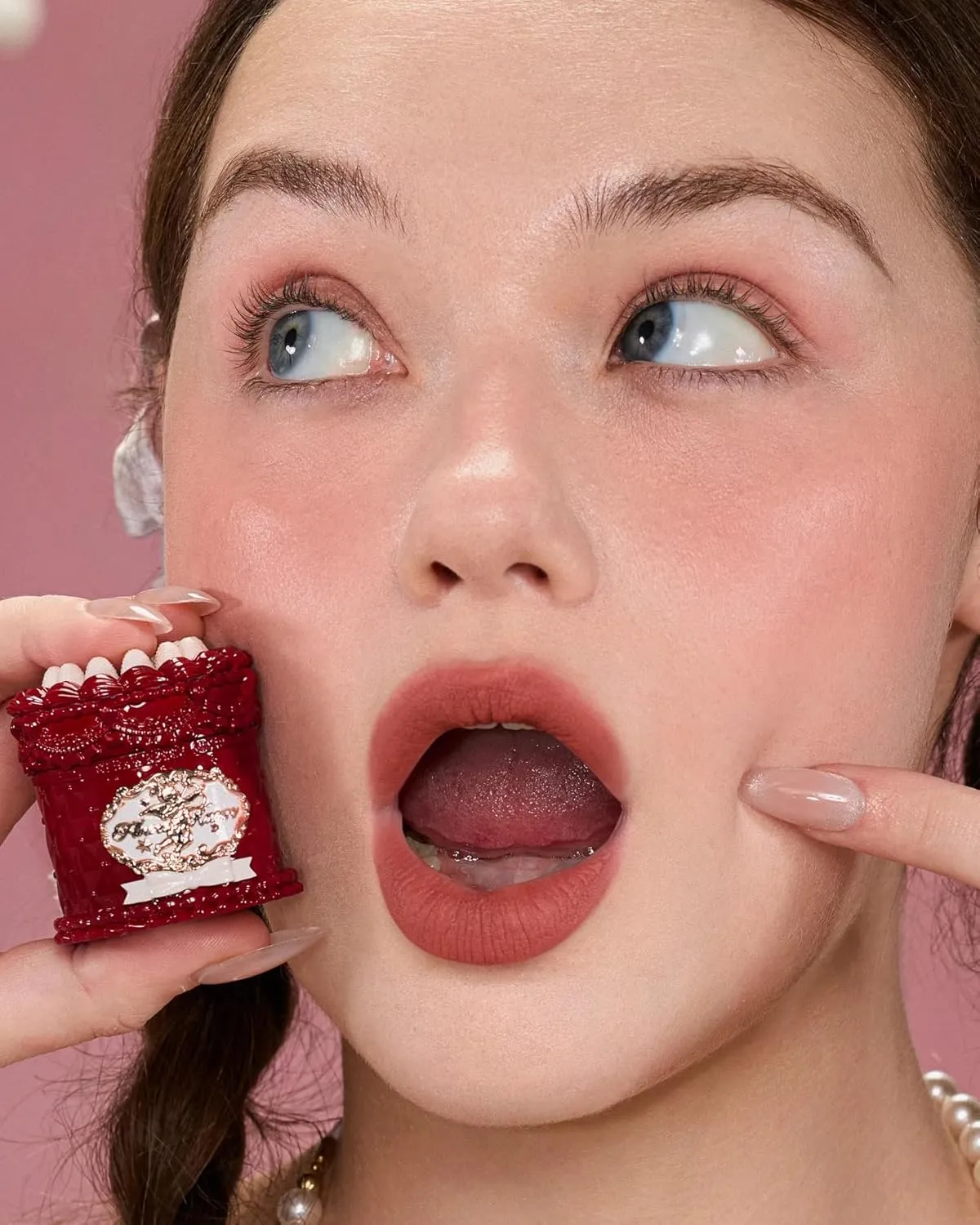 Flower Knows Strawberry Cupid Cake Lip Cream,Velvety-Smooth Matte Liquid Lipstick,Hydrating,Smudge-proof & Stain-Free Lip Stain(V07 Fig,0.17 Fl Oz)