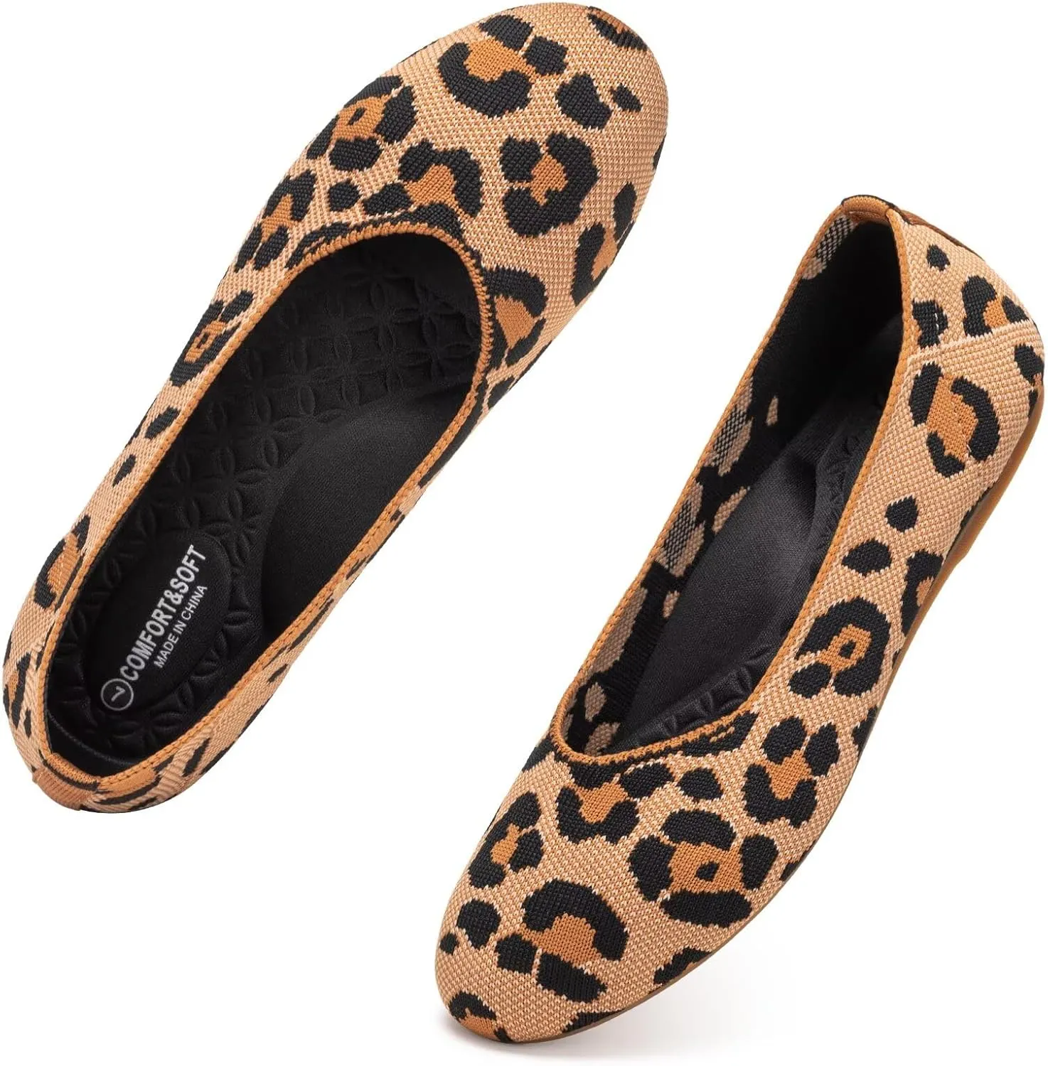Frank Mully Women’s Ballet Flat Shoes Knit Dress Shoes Round Toe Slip On Ballerina Walking Flats Shoes for Woman Low Wedge Comfort Soft