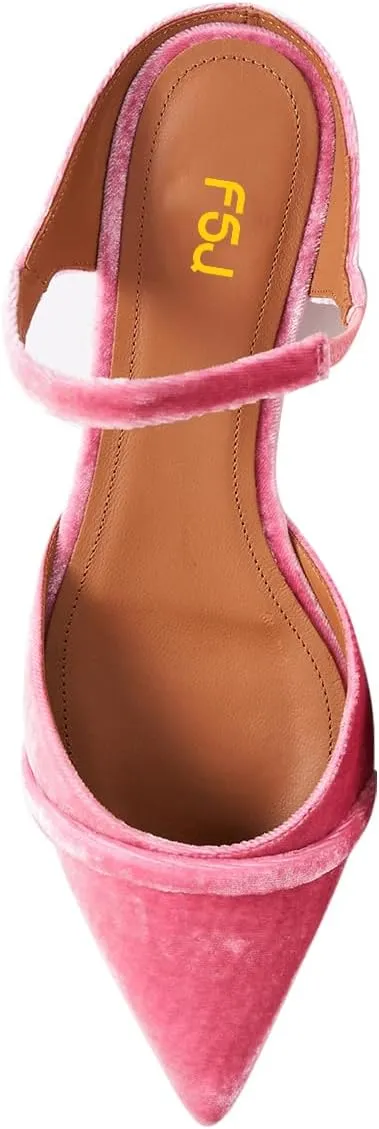 FSJ Women Closed Pointed Toe Flat Sandals with Strap Backless Slip On Cute Slides Ladies Casual Mules Comfortable Low heel Shoes Size 4-16 US