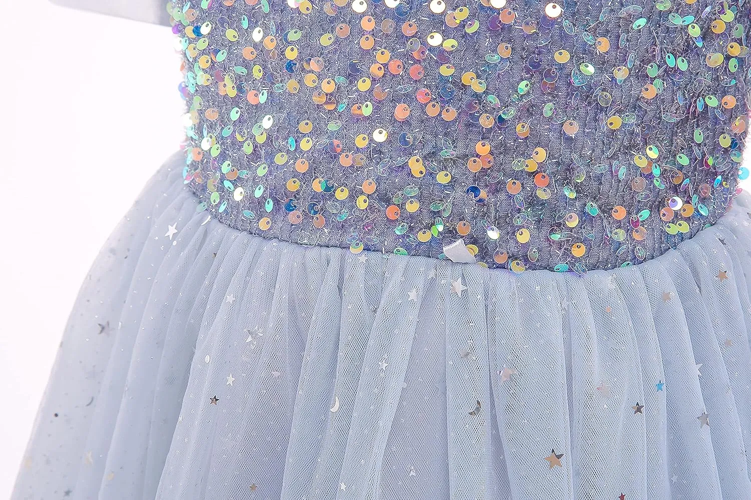 Glamulice Flower Girls Sparkle Tulle Puff Sleeves Vintage Dress Princess Wedding Bridesmaid Party Holiday Dresses