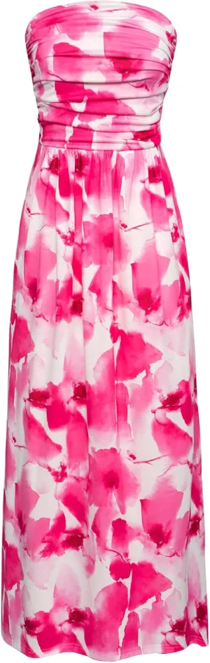 GRACE KARIN Women Strapless Casual Loose Ruched Long Maxi Dress with Pockets