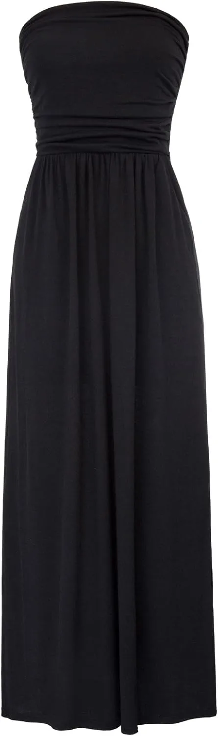 GRACE KARIN Women Strapless Casual Loose Ruched Long Maxi Dress with Pockets