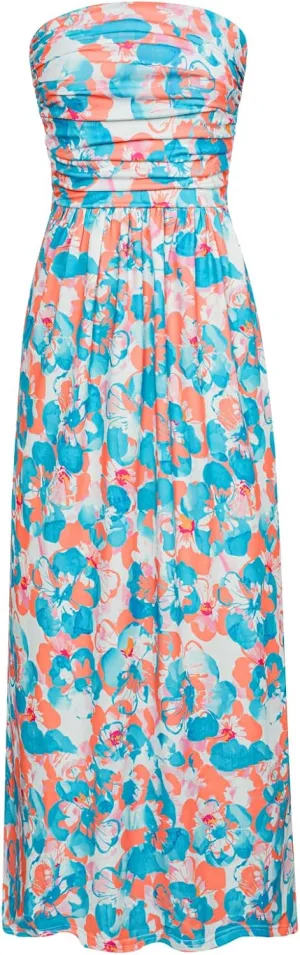 GRACE KARIN Women Strapless Casual Loose Ruched Long Maxi Dress with Pockets