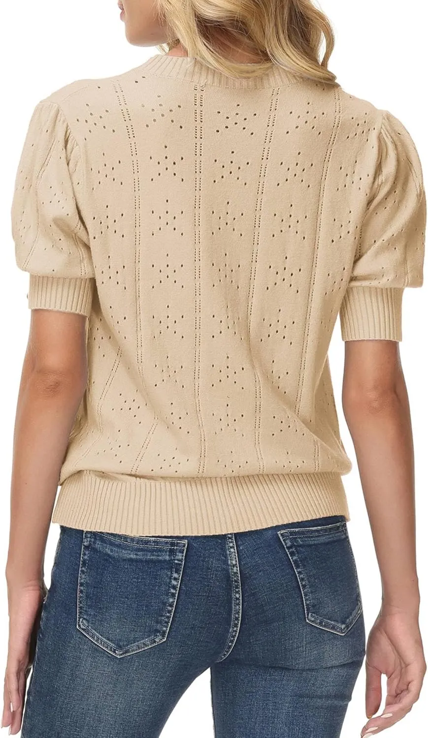 GRACE KARIN Womens Lightweight Thin Summer Pullover Sweater Cute Puff Short Sleeve Tops Pullover Shirt Knit Blouse