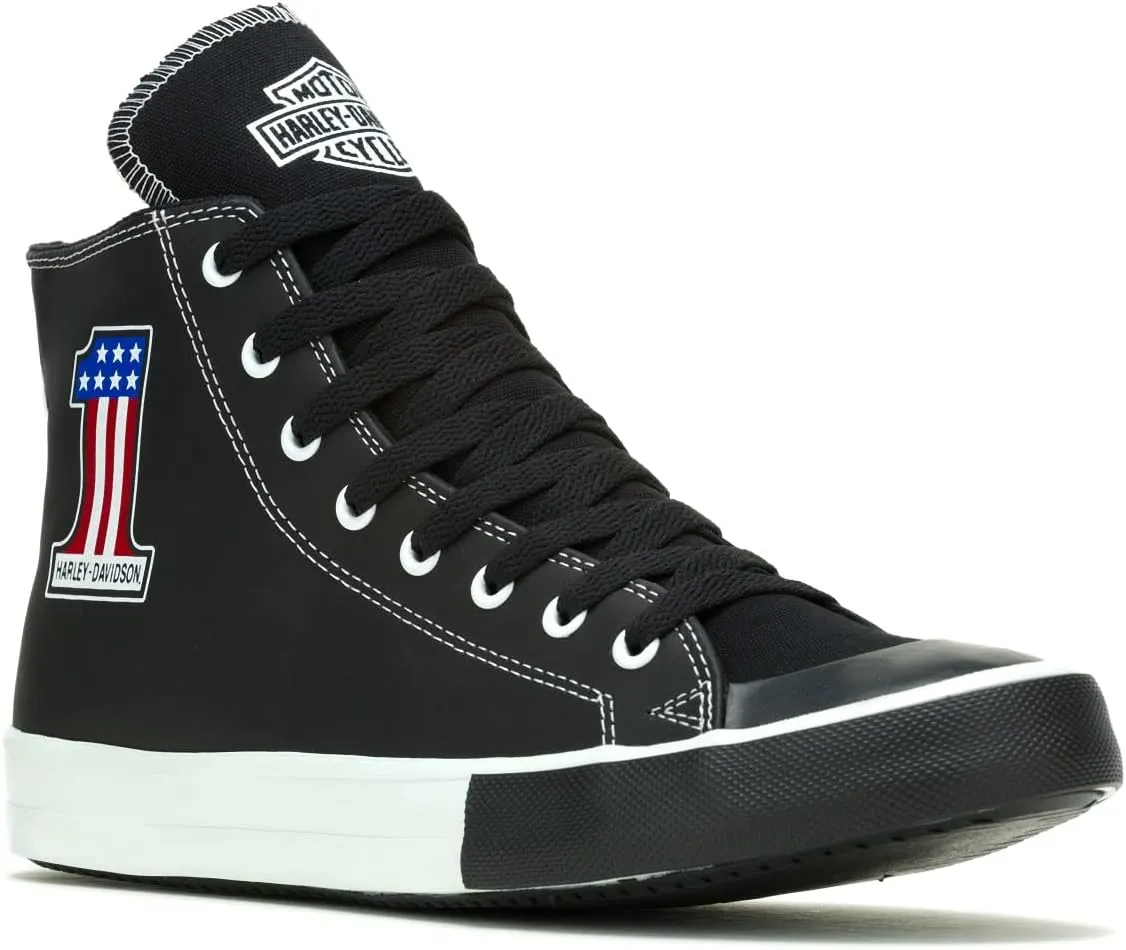 Harley-Davidson Men's Baxter High-Top #1 Black Leather Sneakers, D93904