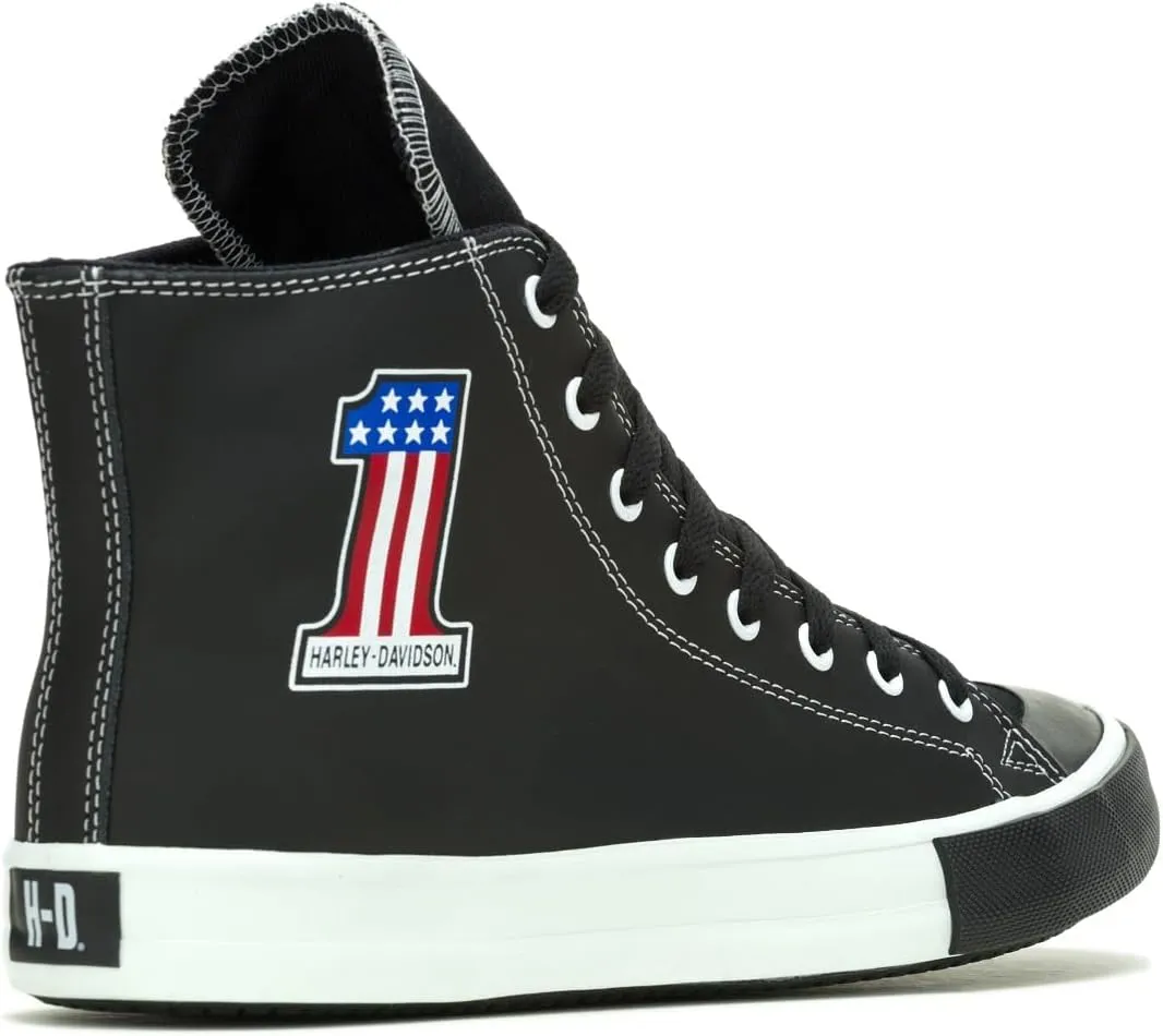 Harley-Davidson Men's Baxter High-Top #1 Black Leather Sneakers, D93904