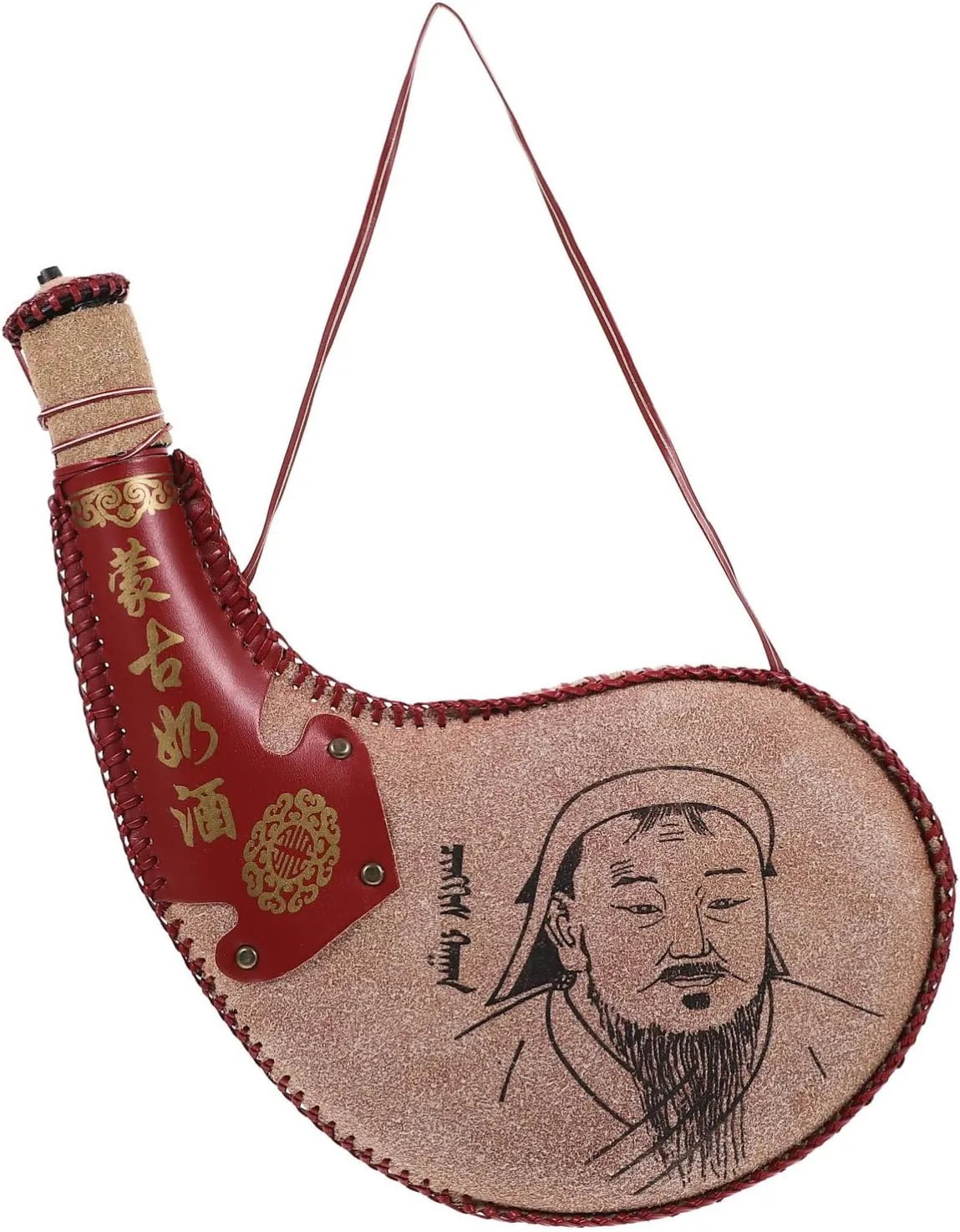 Hemoton 2pcs Bota Wine Bag Traditional Spanish Bota Bag with Shoulder Strap Portable Canteen Skin All Sports Beverage Bottle Photograph Props for Camping