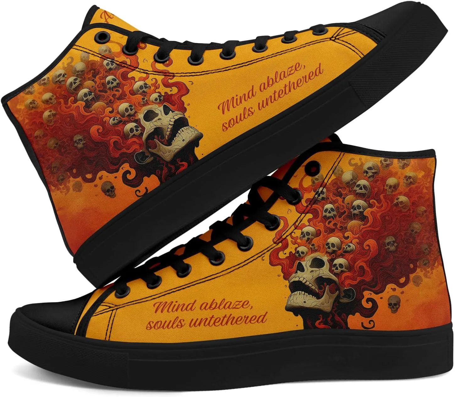 High-top Skull Canvas Sneaker for Men Women Punk Gothic Fashion Unisex Trendy Flame Walking Casual Flat Walking Shoes