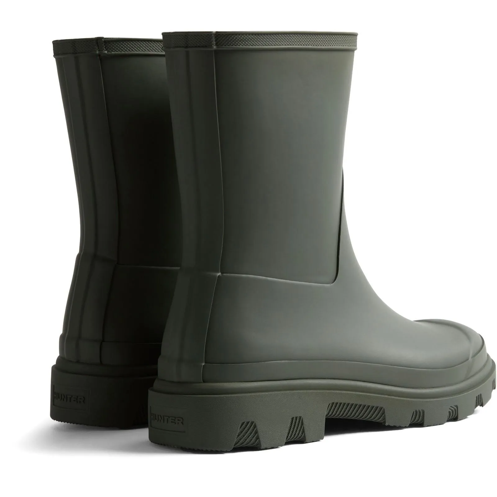 Hunter Downpour Short Boot Rubber Men's Dark Olive Wellington Boots