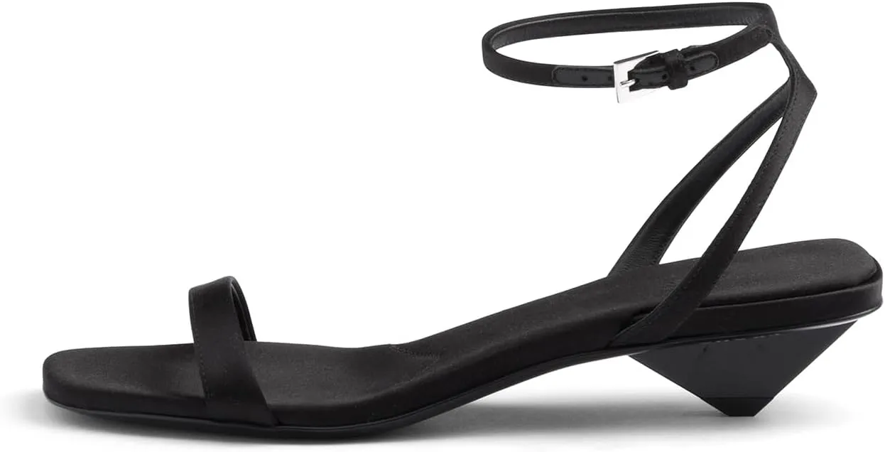 iadore Women Sexy Low Heel Sandals Ankle Straps Fashion Open Toe Satin Slip on Mules Summer Chic Strappy Dress Sandals Size 5-12 US