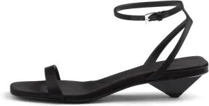 iadore Women Sexy Low Heel Sandals Ankle Straps Fashion Open Toe Satin Slip on Mules Summer Chic Strappy Dress Sandals Size 5-12 US