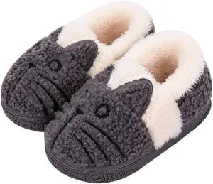JadeRich Adults/Kids Cute Cat Animal Shoes Fleece Warm Boot Shoes Memory Foam Lightweight Slippers