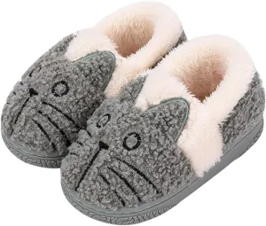 JadeRich Adults/Kids Cute Cat Animal Shoes Fleece Warm Boot Shoes Memory Foam Lightweight Slippers