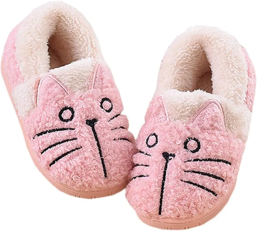 JadeRich Adults/Kids Cute Cat Animal Shoes Fleece Warm Boot Shoes Memory Foam Lightweight Slippers