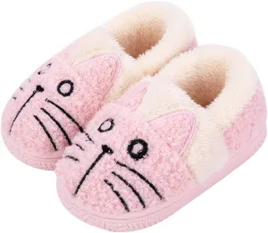 JadeRich Adults/Kids Cute Cat Animal Shoes Fleece Warm Boot Shoes Memory Foam Lightweight Slippers