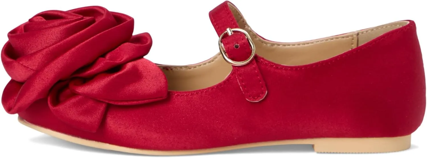 Janie and Jack Girl's Satin Rose Flat (Toddler/Little Big Kids) Ballet