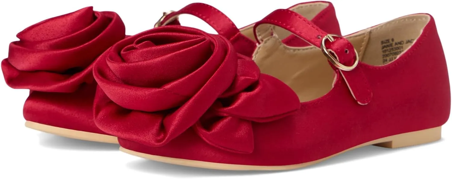 Janie and Jack Girl's Satin Rose Flat (Toddler/Little Big Kids) Ballet