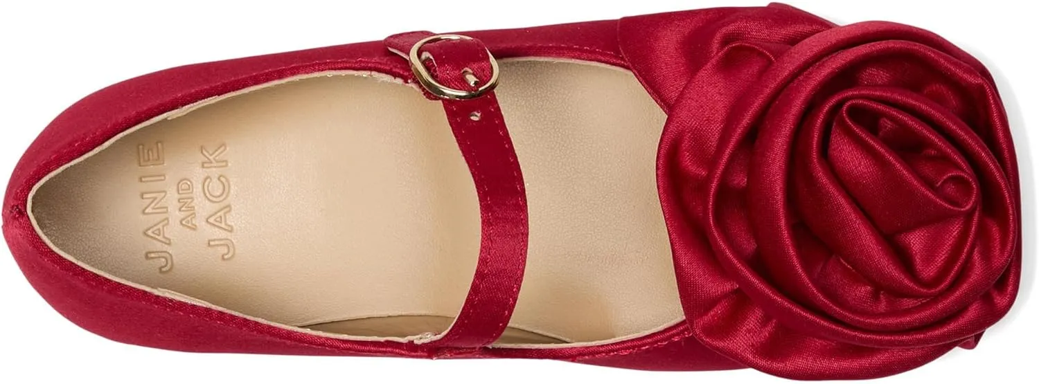 Janie and Jack Girl's Satin Rose Flat (Toddler/Little Big Kids) Ballet