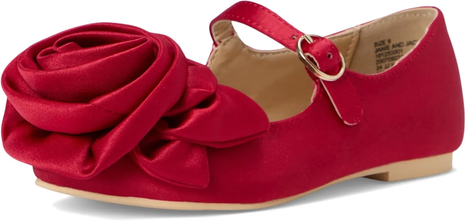 Janie and Jack Girl's Satin Rose Flat (Toddler/Little Big Kids) Ballet