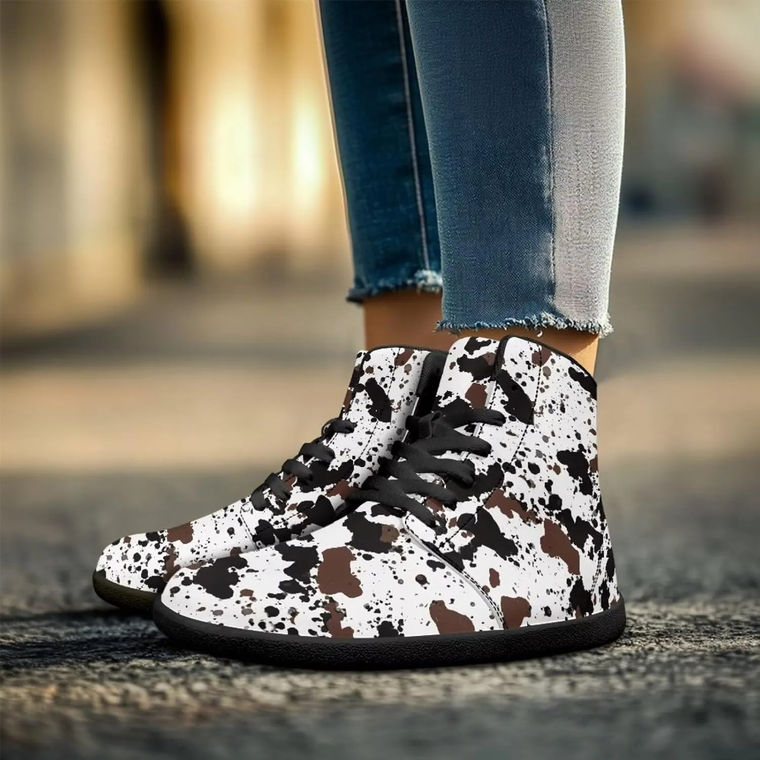 Jeiento Animal Print Barefoot High Top Sneaker Tennis Shoes Comfort Sports Fitness Running Shoes for Men