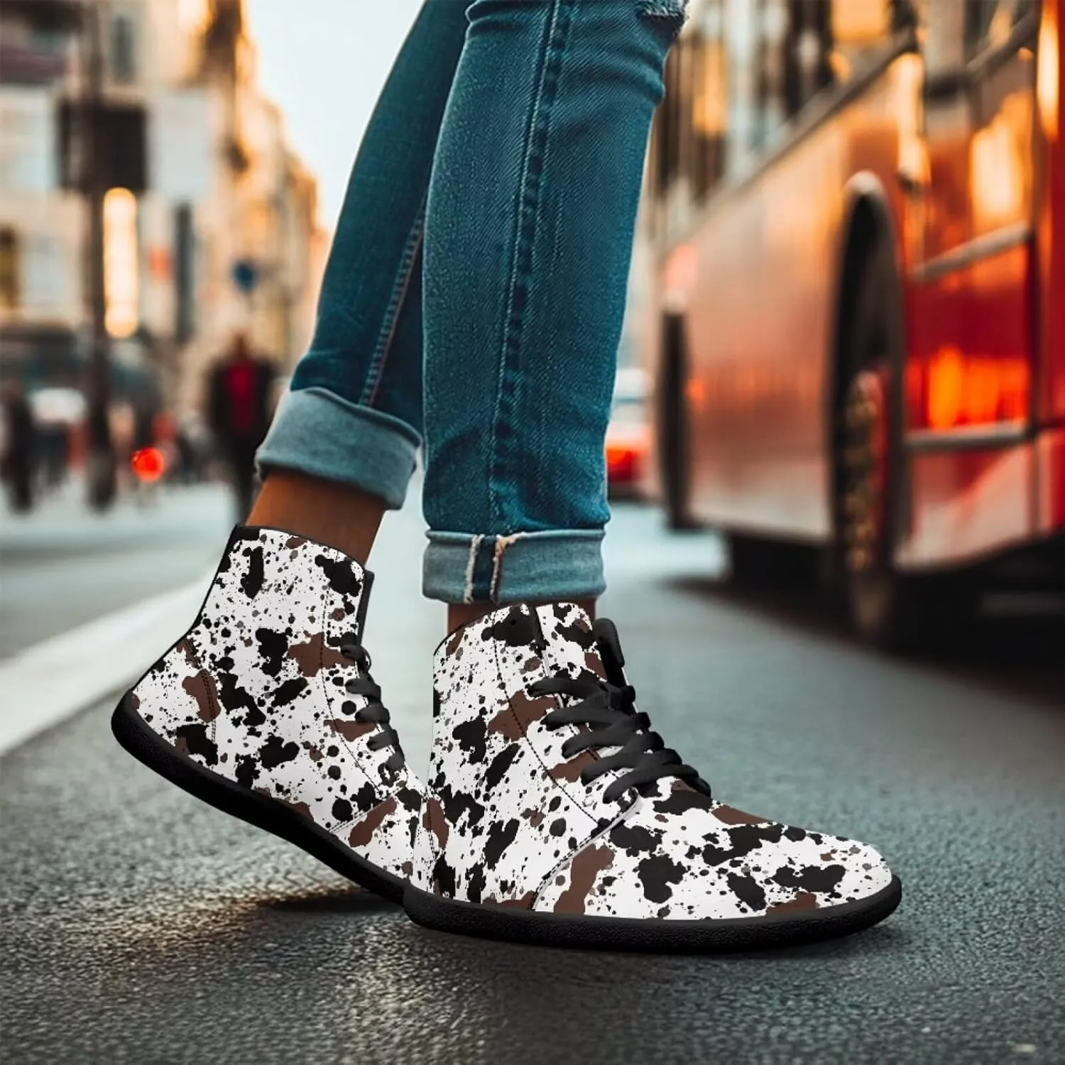 Jeiento Animal Print Barefoot High Top Sneaker Tennis Shoes Comfort Sports Fitness Running Shoes for Men