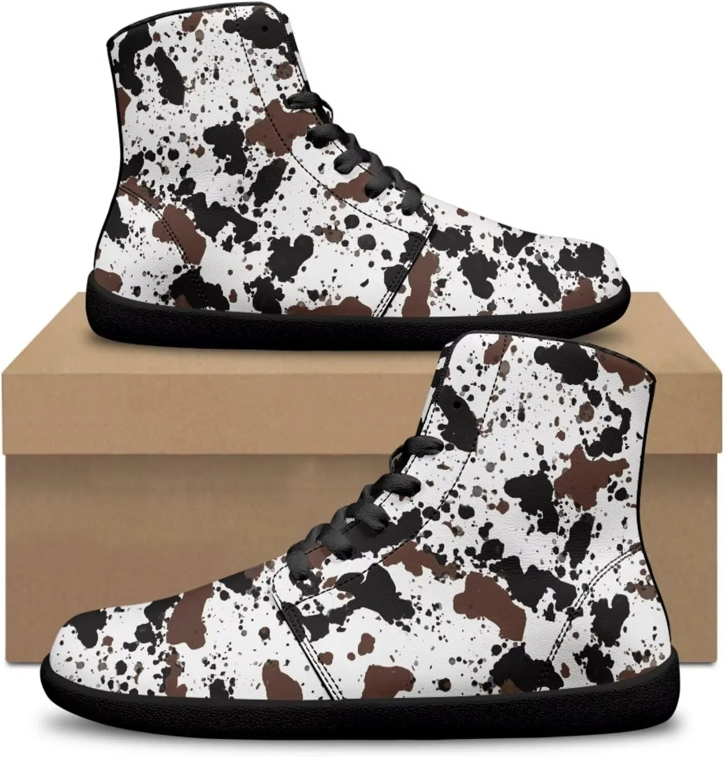 Jeiento Animal Print Barefoot High Top Sneaker Tennis Shoes Comfort Sports Fitness Running Shoes for Men