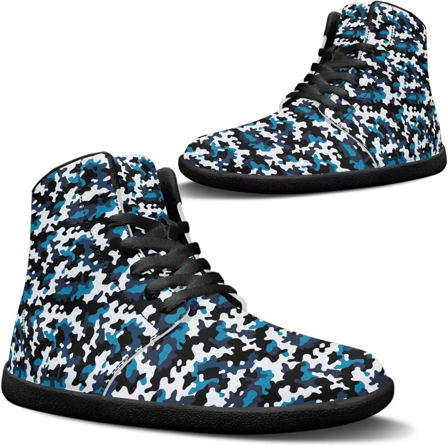 Jeiento Mens High Top Camouflage Shoes Wide Width Camo Barefoot Shoes Casual Walking Shoes