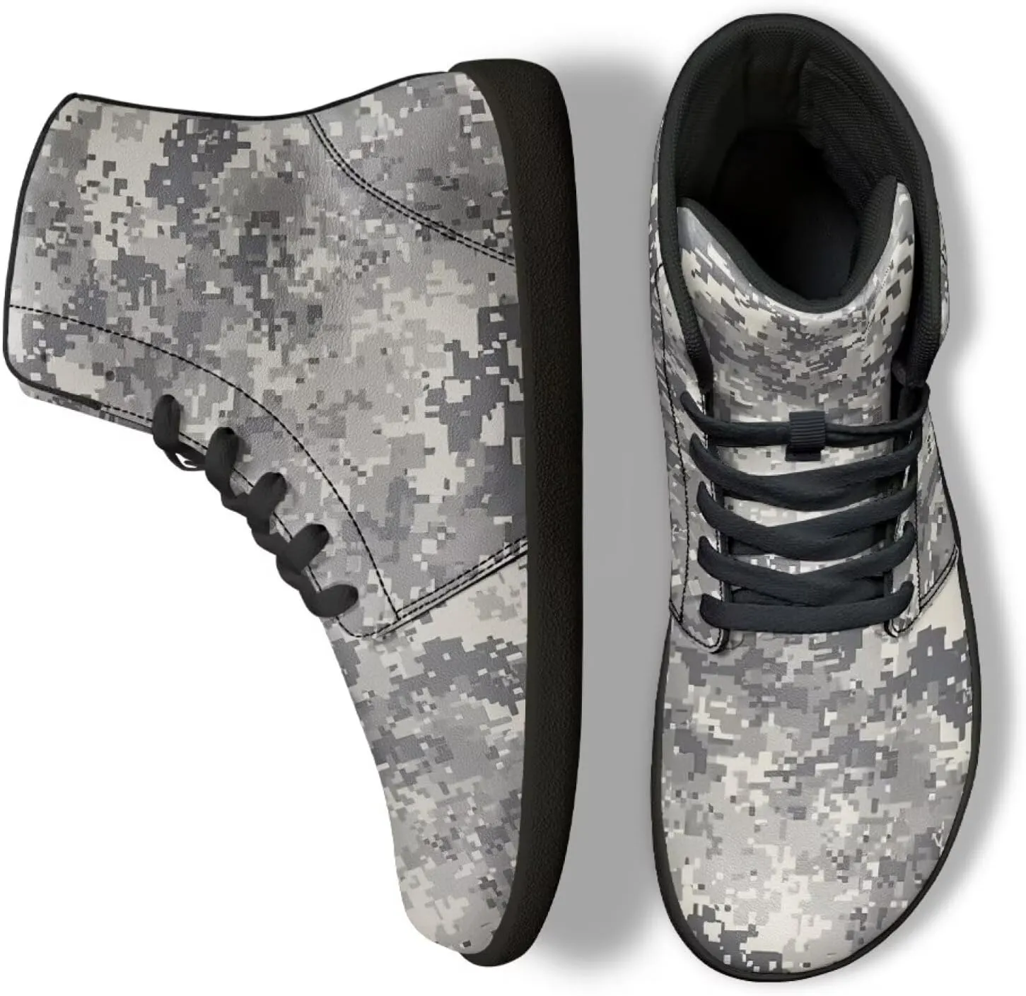 Jeiento Mens High Top Camouflage Shoes Wide Width Camo Barefoot Shoes Casual Walking Shoes