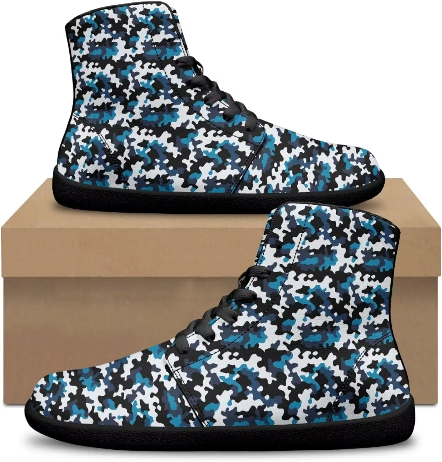 Jeiento Mens High Top Camouflage Shoes Wide Width Camo Barefoot Shoes Casual Walking Shoes