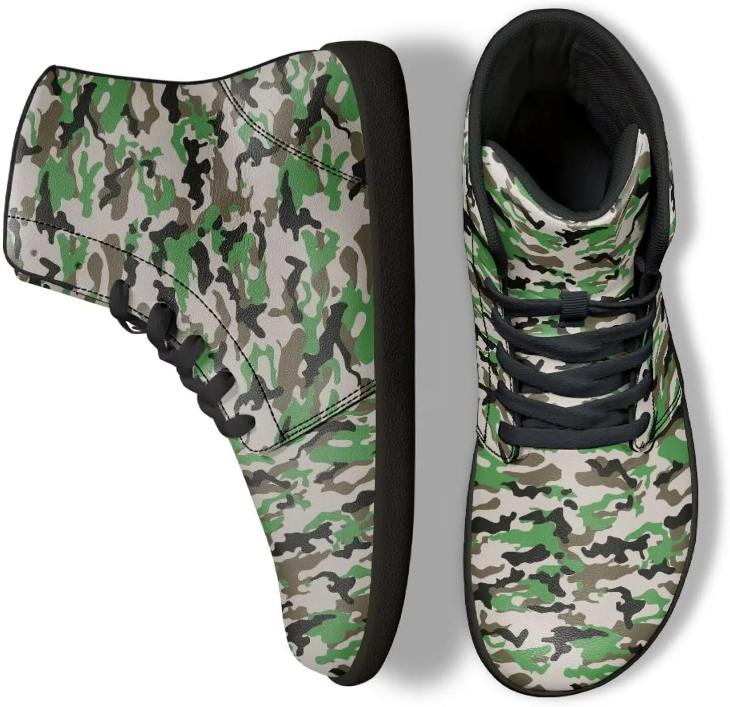Jeiento Mens High Top Camouflage Shoes Wide Width Camo Barefoot Shoes Casual Walking Shoes