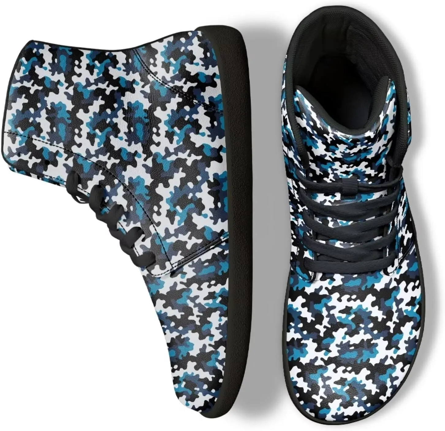 Jeiento Mens High Top Camouflage Shoes Wide Width Camo Barefoot Shoes Casual Walking Shoes