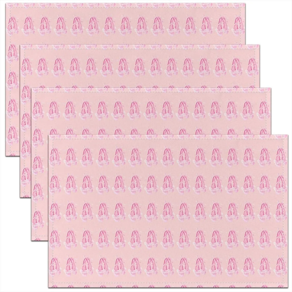 jejeloiu Pink Ballet Placemats Set of 4 18"x12" Girls Ballerina Table Place Mats for Kids Boys Teens Dance Shoes Placemat for Kitchen Dining Table Party Decor Indoor Outdoor Princess Decor