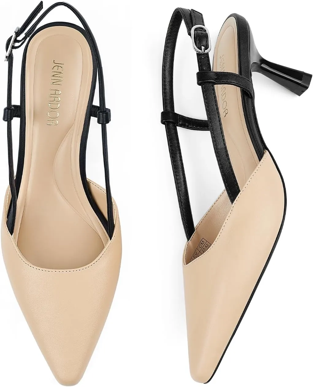 JENN ARDOR Women's Slingback Kitten Heel Closed Pointed Toe Dress Pumps Shoes for Women Comfortable Low Heeled Sandals Wedding Party Pumps